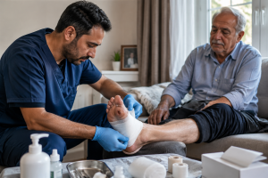 پانسمان زخم پای دیابتی در خانه