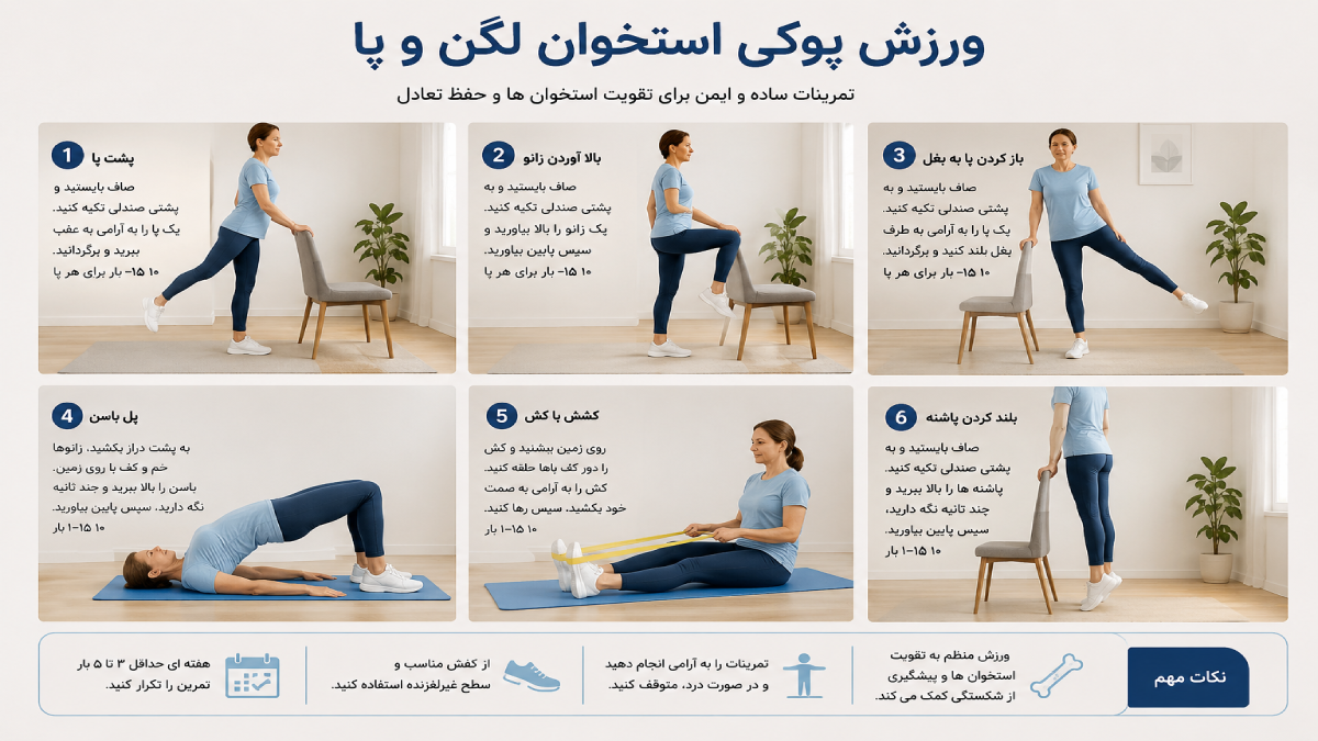 ورزش برای پوکی استخوان لگن و پا 
